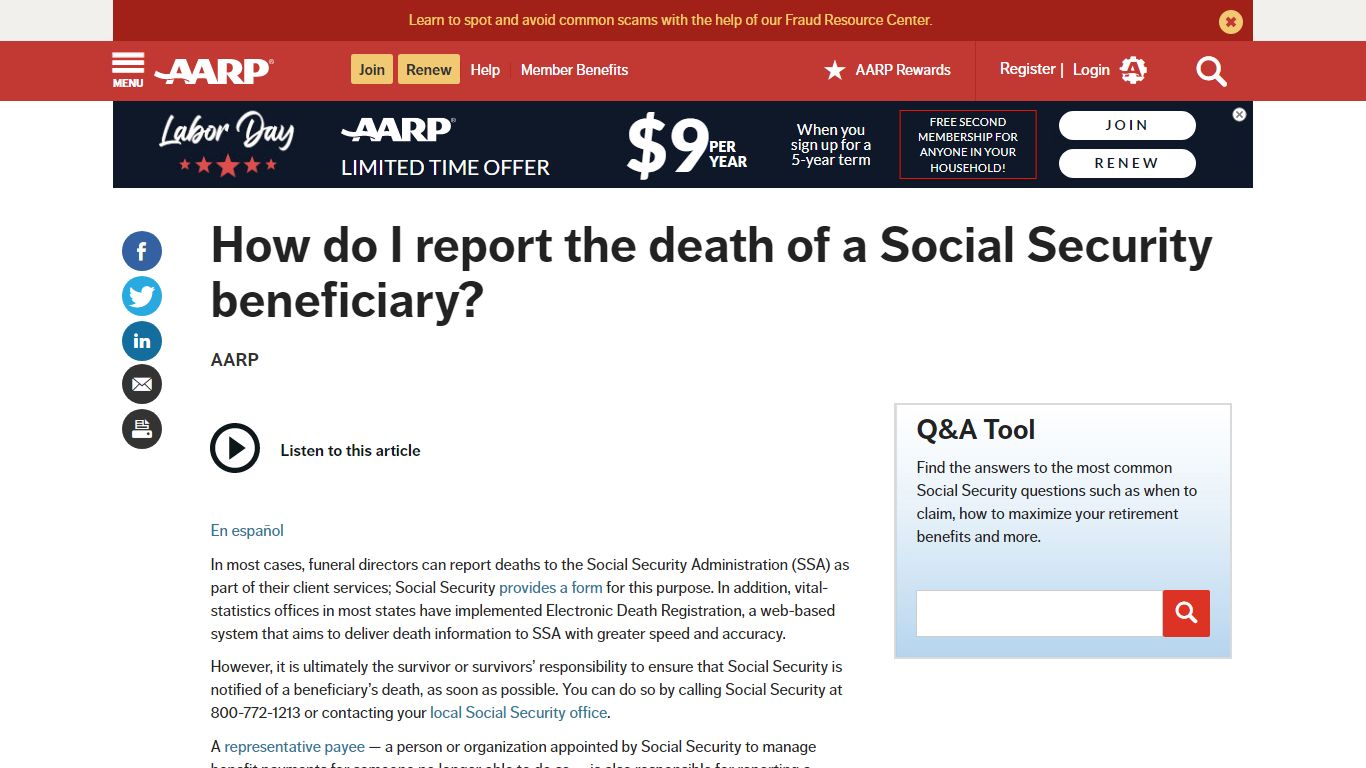 How To Report A Death To Social Security - AARP