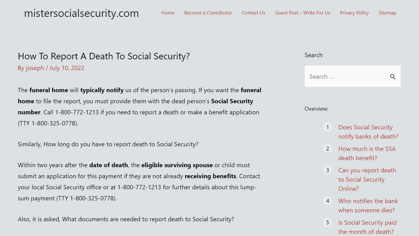 How To Report A Death To Social Security?